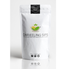 Loose leaf Darjeeling Classic Black Tea in pouch.